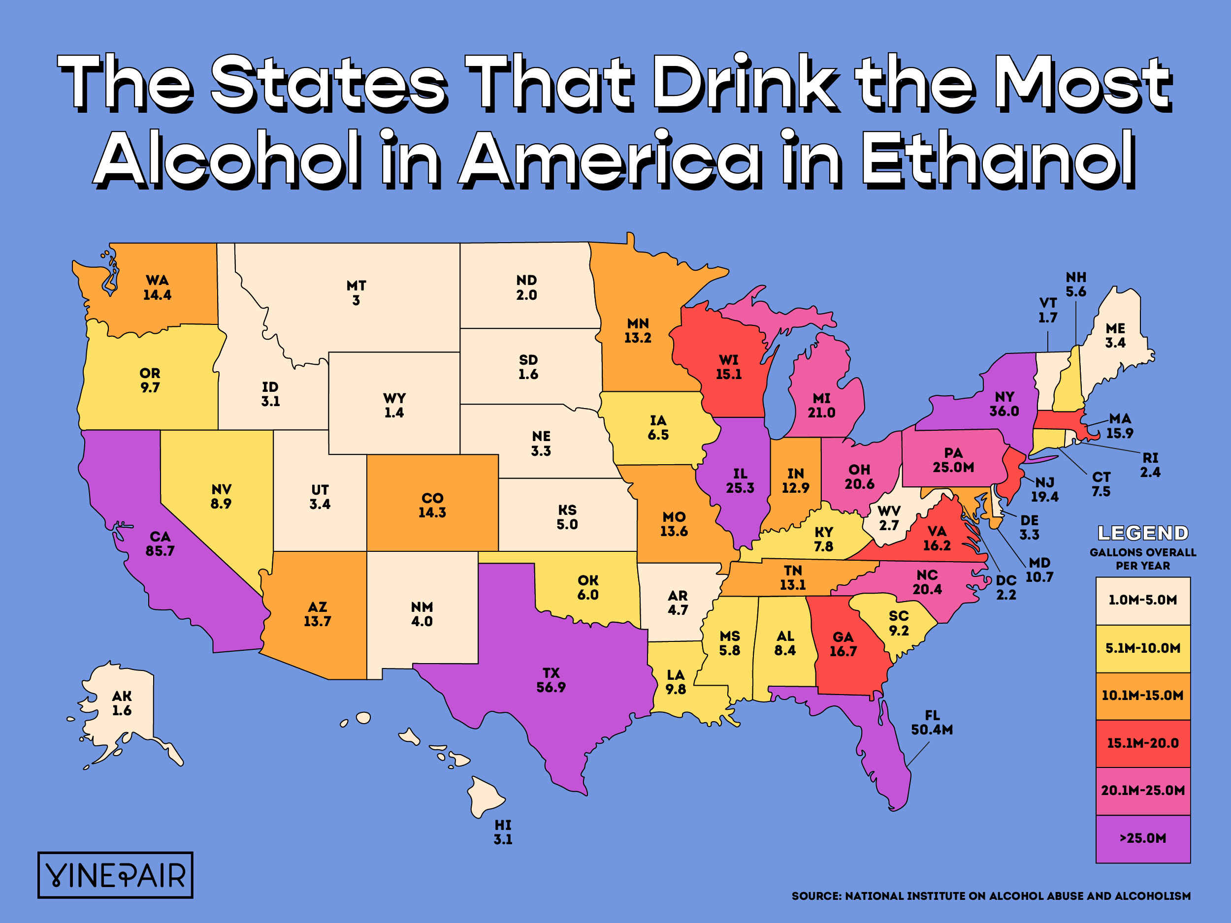 The States That Drink the Most Alcohol in America (2022) [Map] VinePair
