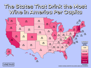 The States That Drink the Most Wine in America (2022) [Map] | VinePair