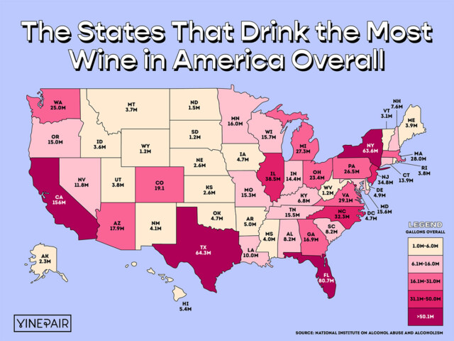 The States That Drink the Most Wine in America (2022) [Map] | VinePair