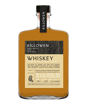 Killowen Distillery Single Malt Irish Whiskey Signature 5 Year Rum and Raisin Inspired is one of the best Irish Whiskeys for 2023.
