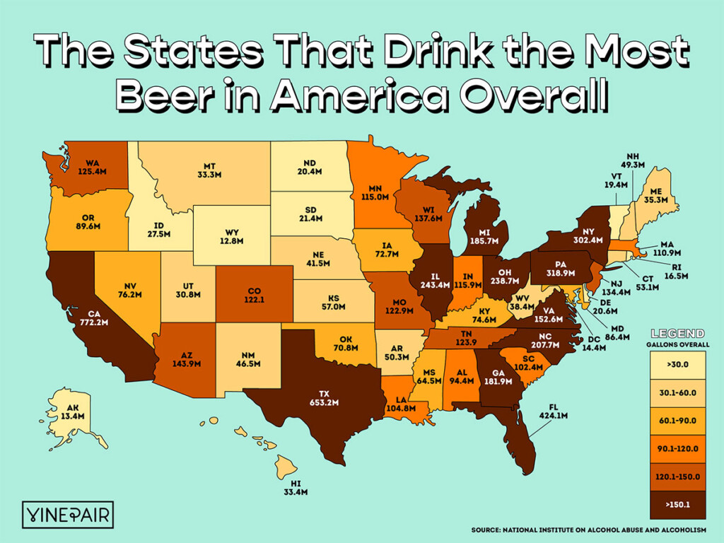 The States That Drink the Most Beer in America (2022) [Map] | VinePair