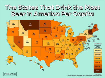 The States That Drink the Most Beer in America (2022) [Map] | VinePair