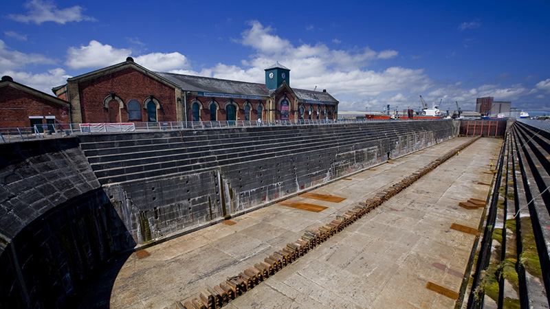 Dry dock at Titanic Distillery tourism center