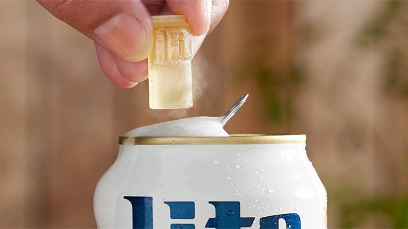 A Miller Lite "beer cube" is small enough to fit in a can.