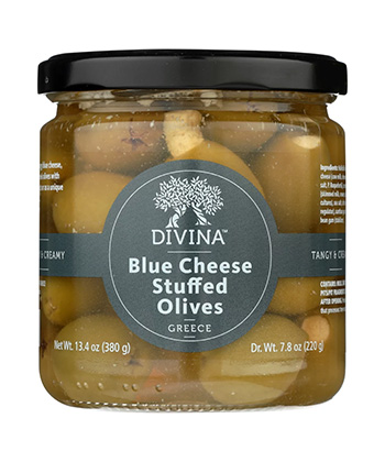 Divina Blue Cheese Stuffed Olives is some of the best olive brine for Martinis. 