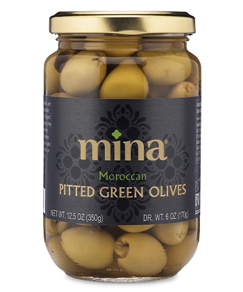 Mina Moroccan Pitted Olives is some of the best olive brine for Martinis. 