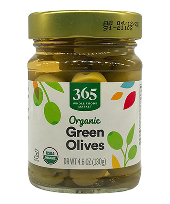Whole Foods 365 Organic Green Olives is some of the best olive brine for Martinis. 