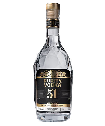 Purity Distillery Connoisseur 51 Reserve Vodka is one of the best vodkas for 2023. 