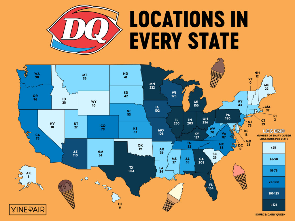 The Number of Dairy Queens in Every State [MAP]  VinePair