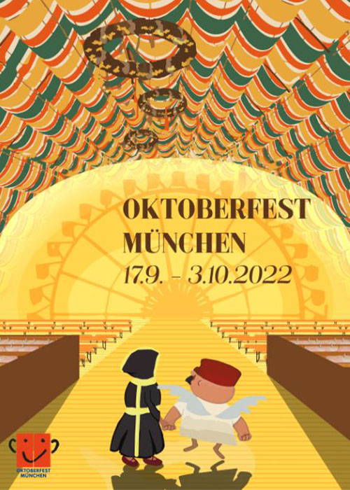 Oktoberfest München 2022 is one of the coolest Oktoberfest posters and contributes to the illustrated history of the Oktoberfest celebration. 