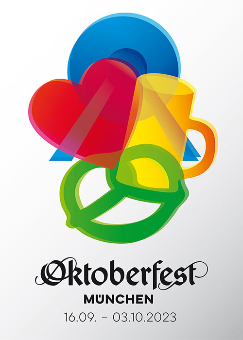 Oktoberfest München 2023 is one of the coolest Oktoberfest posters and contributes to the illustrated history of the Oktoberfest celebration. 