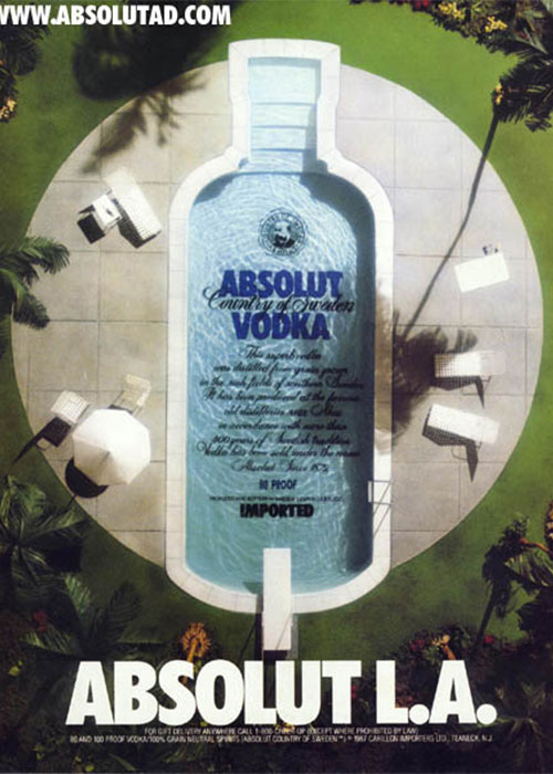 Absolut L.A. is one of the most iconic advertisements from the Absolut Perfection Campaign. 