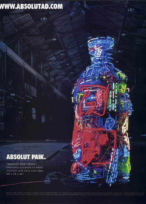 Absolut Paik is one of the most iconic advertisements from the Absolut Perfection Campaign. 