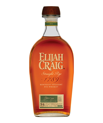 Elijah Craig Straight Rye Whiskey is one of the best rye whiskey brands for 2023.