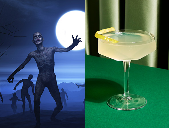 Zombie Movies and the Corpse Reviver No. 1 and No. 2 are the perfect scary movie and cocktail pairing. 