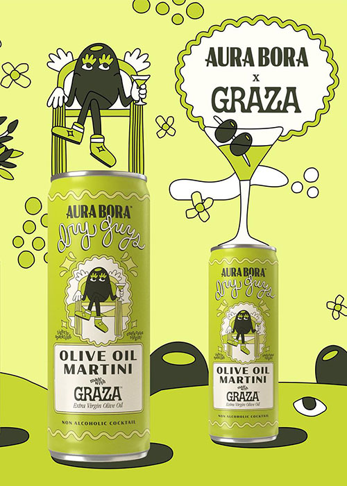 Graza x Aura Bora NA Olive Oil Martini is one of the weirdest food and booze collaborations. 