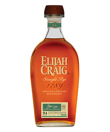 Elijah Craig Straight Rye Whiskey is one of the best rye whiskies to gift in 2023. 