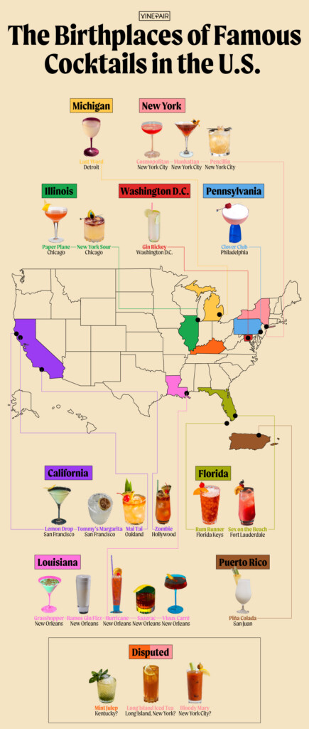 The Birthplaces of Famous Cocktails in the U.S. [MAP] | VinePair