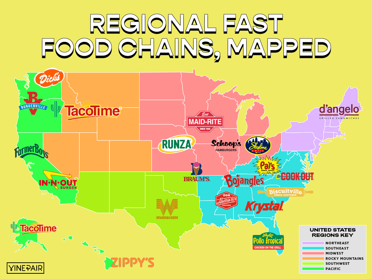 America s Favorite Regional Fast Food Chains MAP Relieve Time