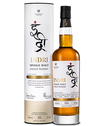 Indri Single Malt Indian Whisky is one of the best whiskies for 2024. 