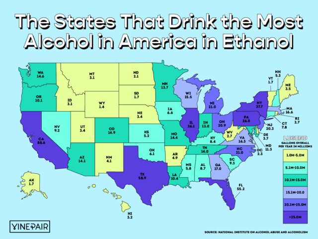 The States That Drink the Most Alcohol in America (2023) [MAP] | VinePair