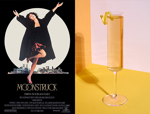 Moonstruck and the Champagne Cocktail are the perfect rom-com and cocktail pairing. 