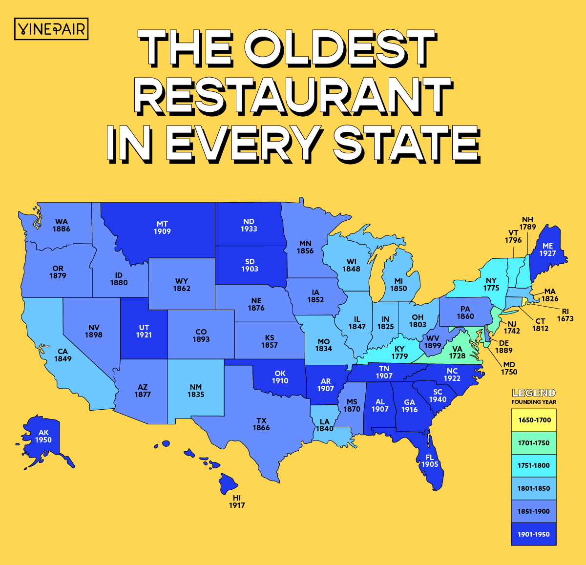 The Oldest Restaurant in Every State [MAP]