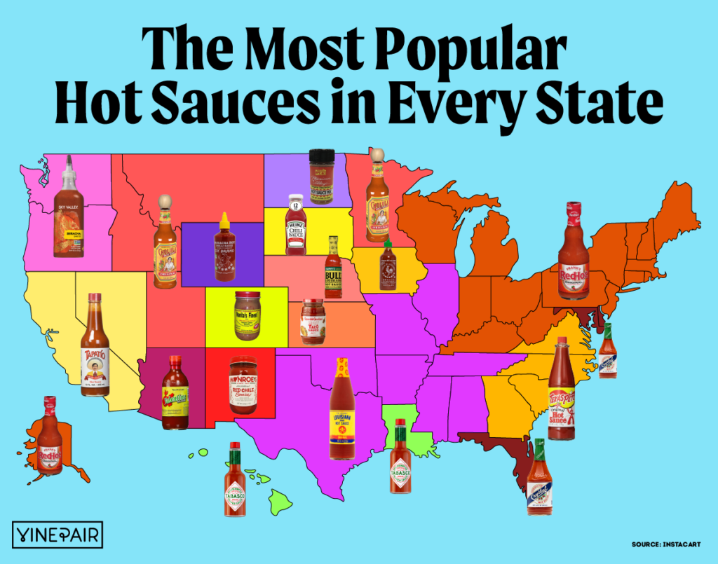 The Most Popular Hot Sauce in Every State [MAP] | VinePair