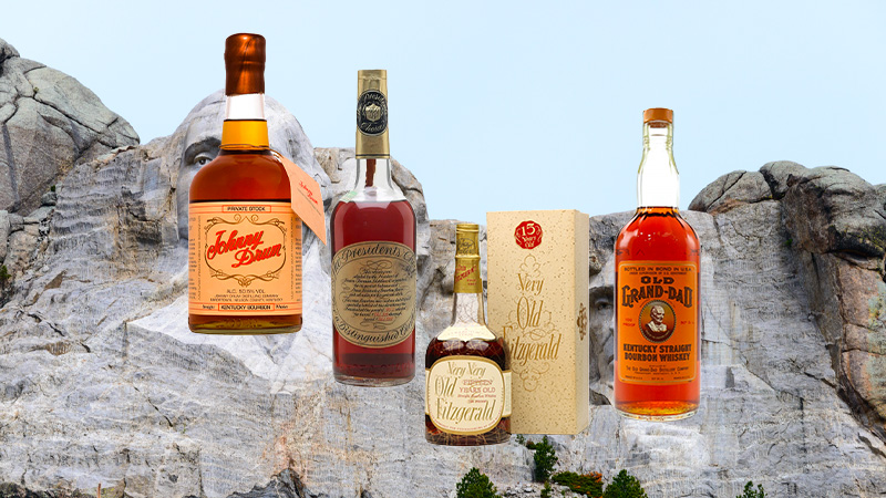 Jack Rose Dining Saloon, The Imperial, and Premier Drams owner Bill Thomas would place Johnny Drum Private Stock 15 Year, President's Choice, 1950s-60s era bottling, Very Very Old Fitzgerald 15 Year, and Old Grand-Dad Bottled in Bond, 1970s era bottling on their personal Mount Rushmore. 