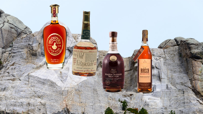 Spirits writer Frank Dobbins would put Michter's Sour Mash Celebration, Very, Very Old Fitzgerald, Wild Turkey Master Distiller Selection 14 Year Export, and A.H. Hirsch 16 Year Gold Foil, Distilled in 1974 on his personal Mount Rushmore. 