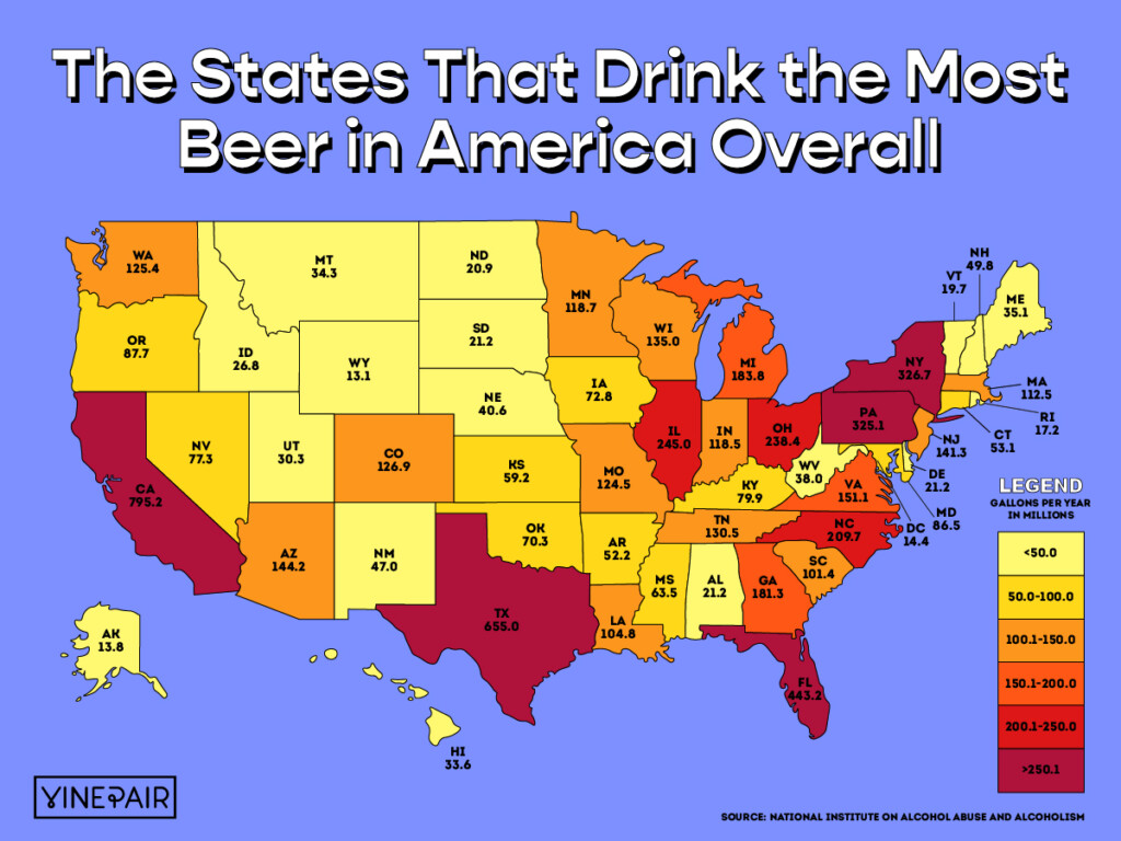 The States That Drink the Most Beer in America (2023) [Map] | VinePair