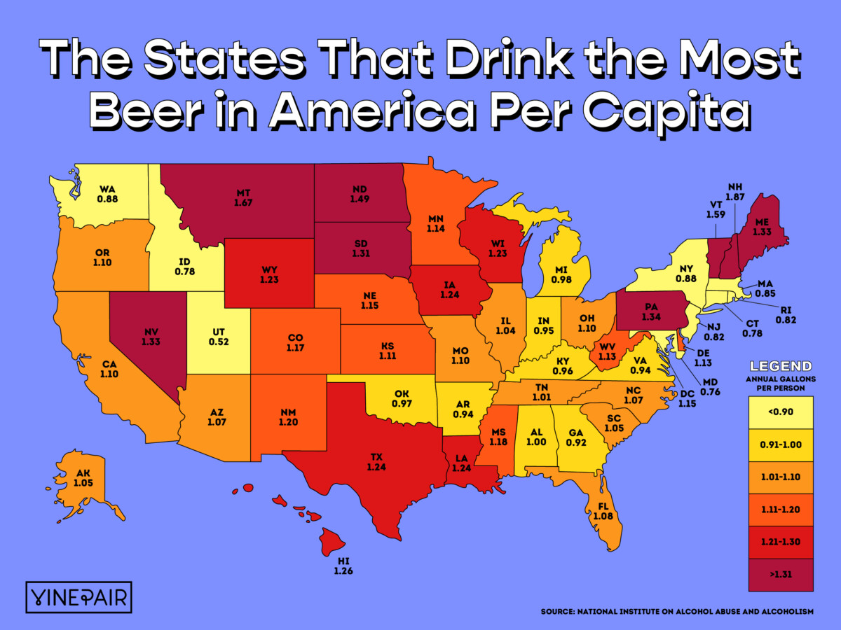 The States That Drink the Most Beer in America (2023) [Map] | VinePair