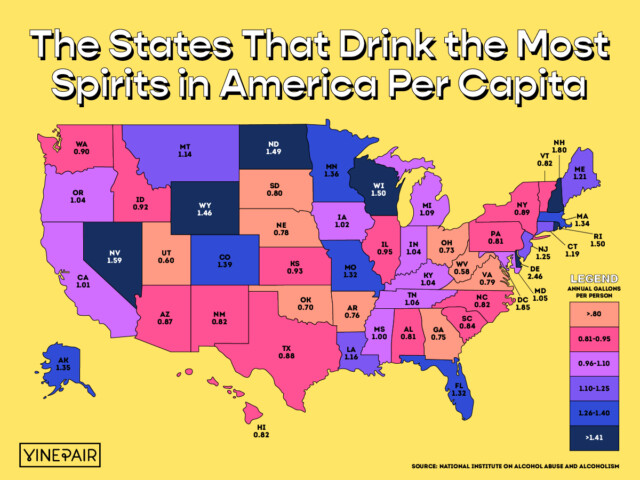 The States That Drink the Most Liquor in America (2023) [MAP] | VinePair