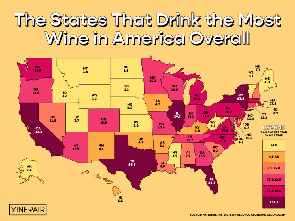 The States That Drink the Most Wine in America (2023) [Map] | VinePair