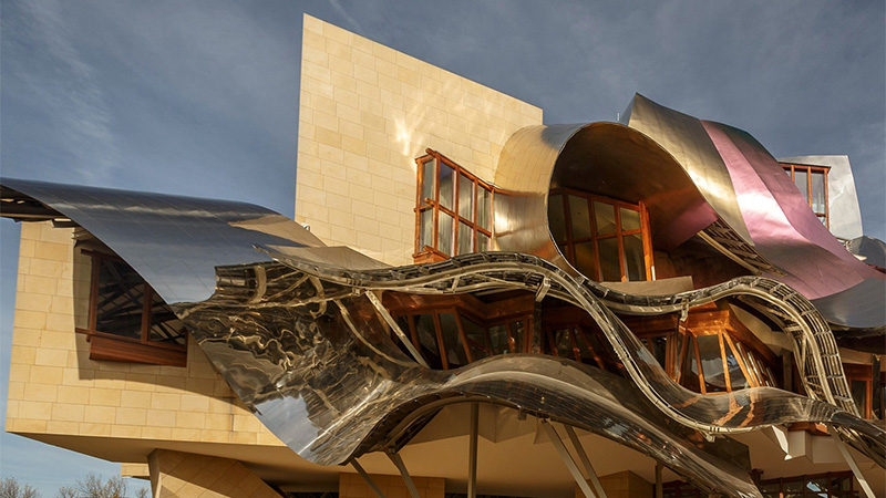 Hotel Marqués de Riscal in Rioja, Spain is one of the best winery hotels to stay at in 2024. 