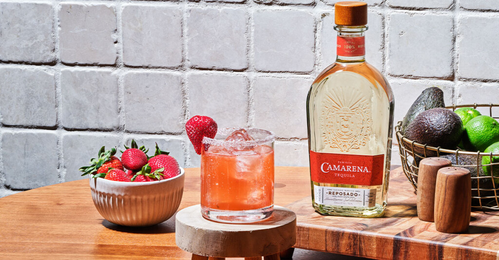 Camarena Reposado adds the perfect touch of caramel, vanilla, and oak to round out the sweetness of the strawberries and hot honey.