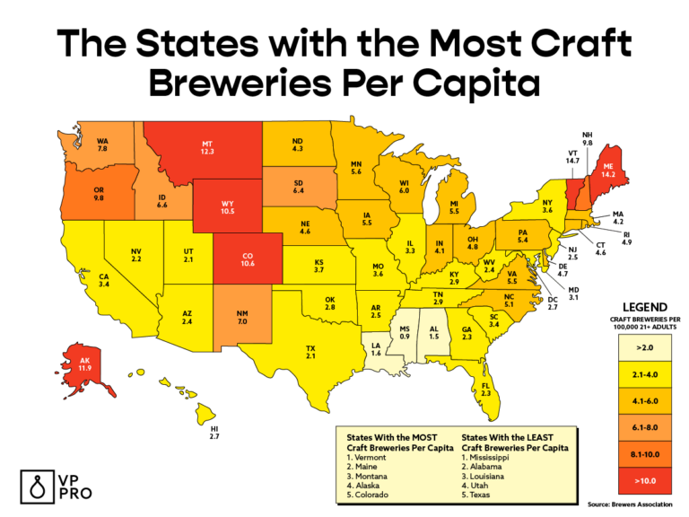 Mapped & Ranked: The States With the Most Craft Breweries in 2023 ...