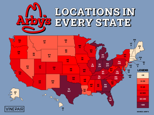 The Number Of Arby’s In Every State [MAP] | VinePair