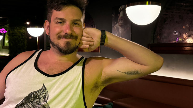 Greg Benson, a Brooklyn-based writer, former bartender, and host of “The Speakeasy” podcast and has the tattoos to prove it. 