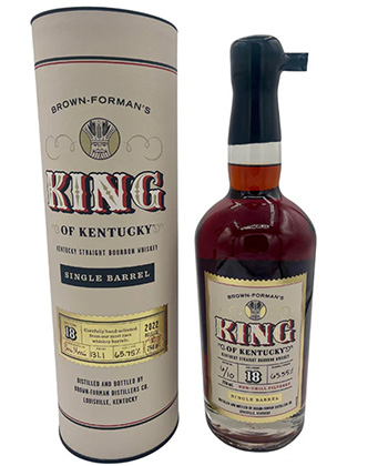 Brown Forman's King of Kentucky Single Barrel 18 Year Old Kentucky Straight Bourbon Whiskey is one of the most expensive bourbons in the world.