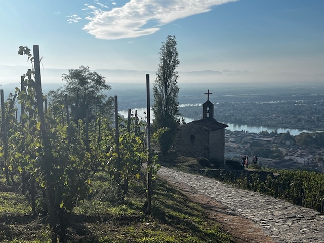 The famous terraced vineyard known as La Chapelle, is named after the tiny chapel that marks it.