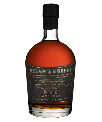 Milam & Greene Whiskey Straight Rye Whiskey Finished in Port Wine Casks is one of the best rye whiskies for 2024. 