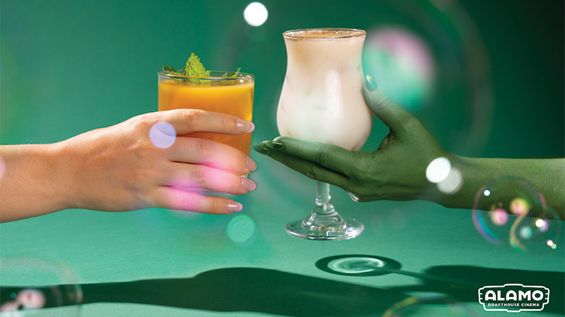 At the Alamo Draft House, the bar team has developed the Defying Gravi-Tea, an Elphaba-hued green tea cocktail with Irish whiskey, ginger syrup, lemon, and mint. 