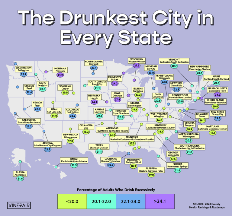 The Drunkest City in Every State [MAP] | VinePair