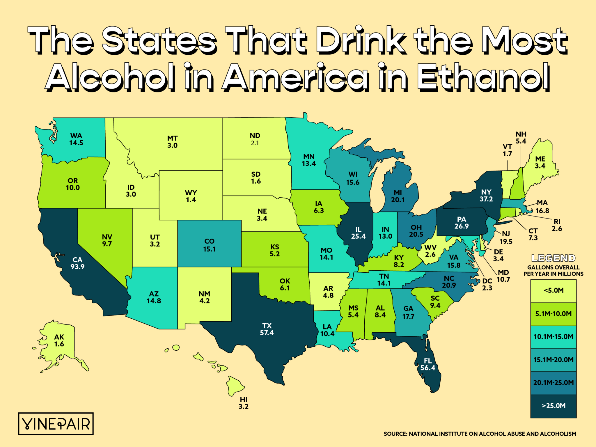 The States That Drink the Most Alcohol in America (2024) [MAP] | VinePair