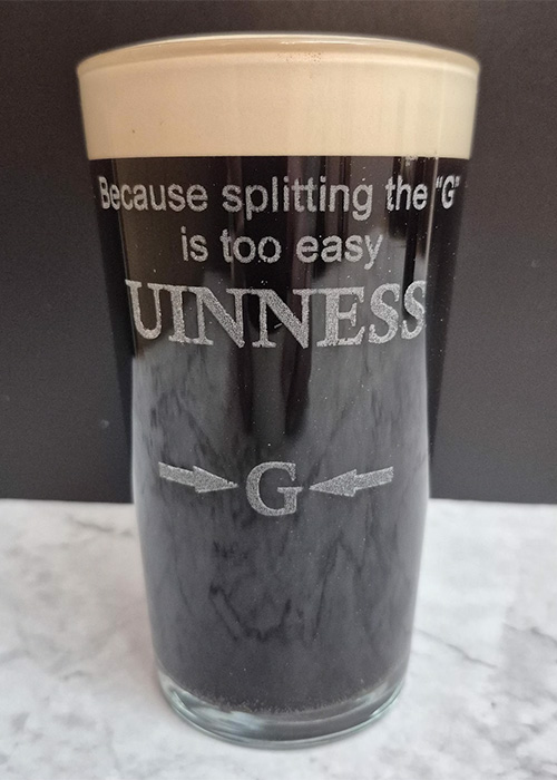 The Splitting the G Prank Shaker Pint was created by the U.K.-based Etsy account PersonalisedwithSSWL to make the process of Splitting the G even harder.
