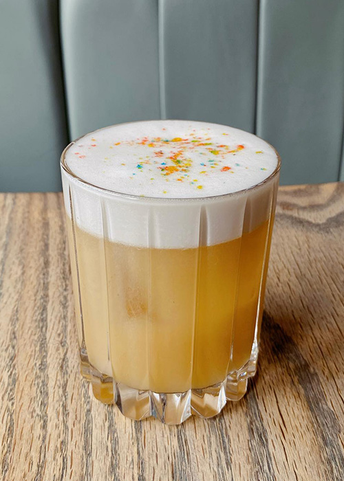 At Little Rascal, there is a cereal milk cocktail on offer made with Pistachio cream and Fruity Pebbles.