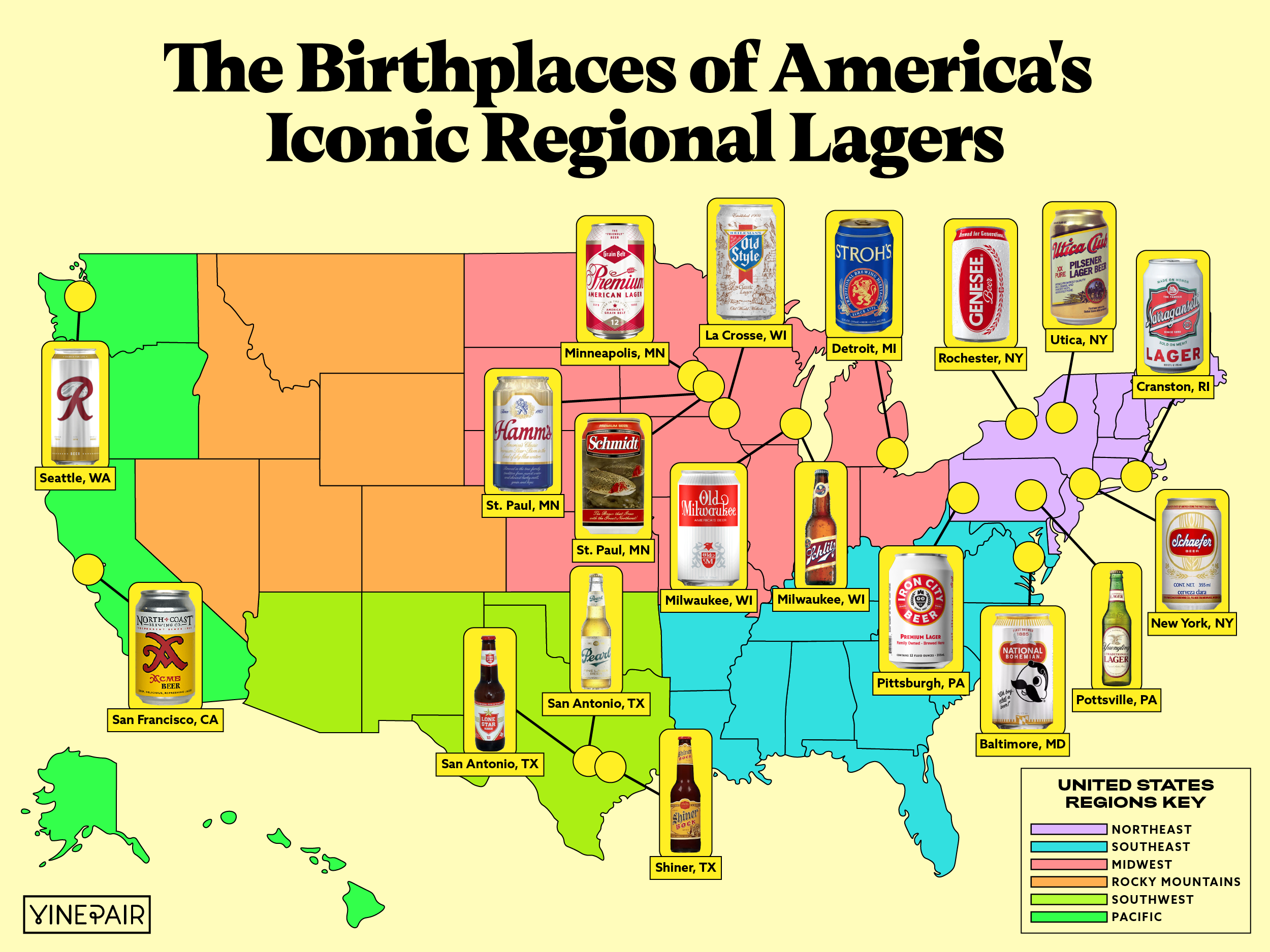 Check out our infographic showcasing the nation's regional lagers that are still available today and the city in which each was born.
