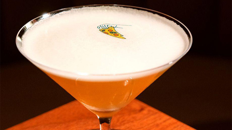 The Cold Pizza at Double Chicken Please is a cocktail designed to taste like a cold slice of pizza.
