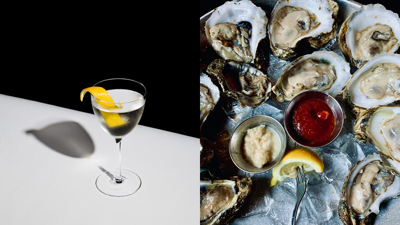 50/50 Gin Martini and oysters is one of the best food and cocktail pairings, according to bartenders.